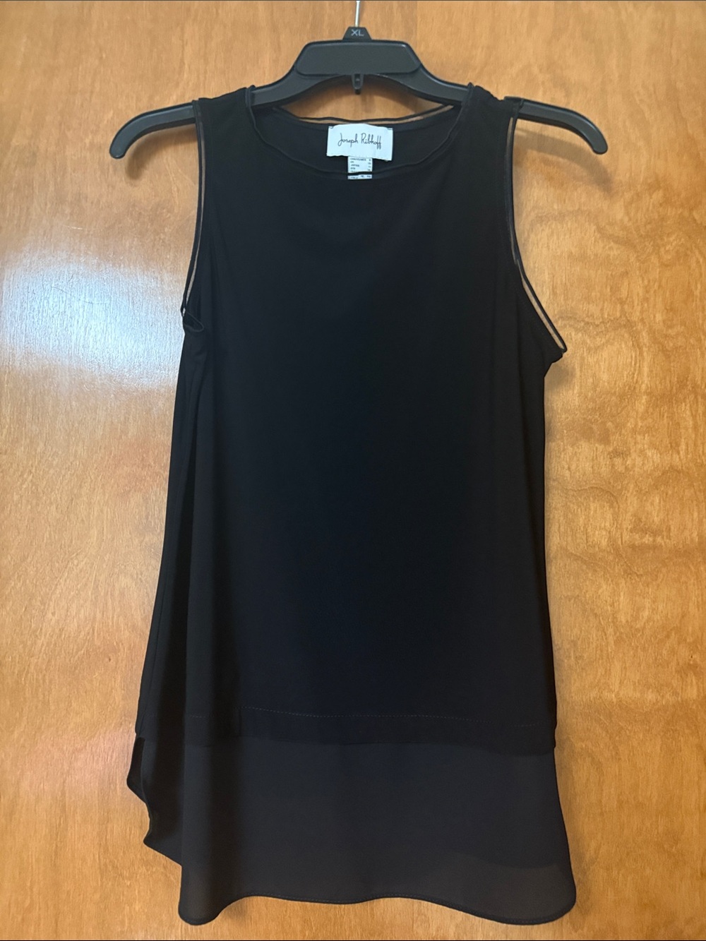 Joseph Ribkoff Black Sleeveless Asymmetric Layered Tank